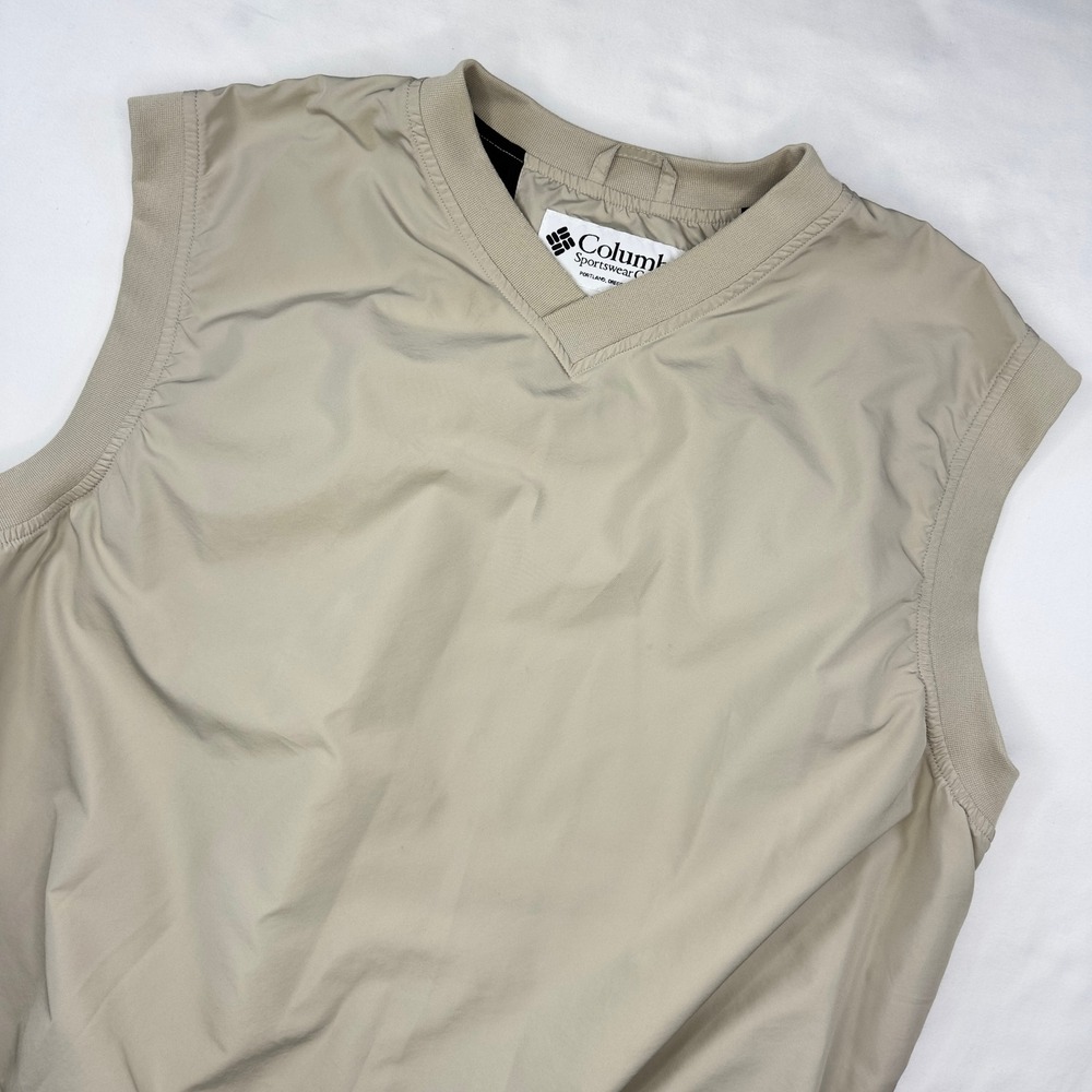 Vintage Columbia Vest Men's XL Tan Sleeveless Pullover V-Neck Golf Golfer Preppy